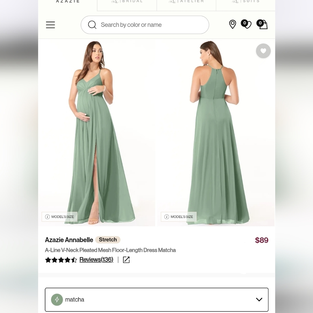 Azazie Annabelle Bridesmaid Dress In Matcha - Maternity Bump Friendly